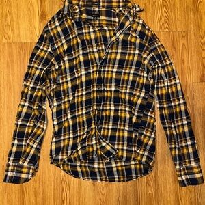 J. Crew Men's Casual Plaid Shirt in Black and Yellow
